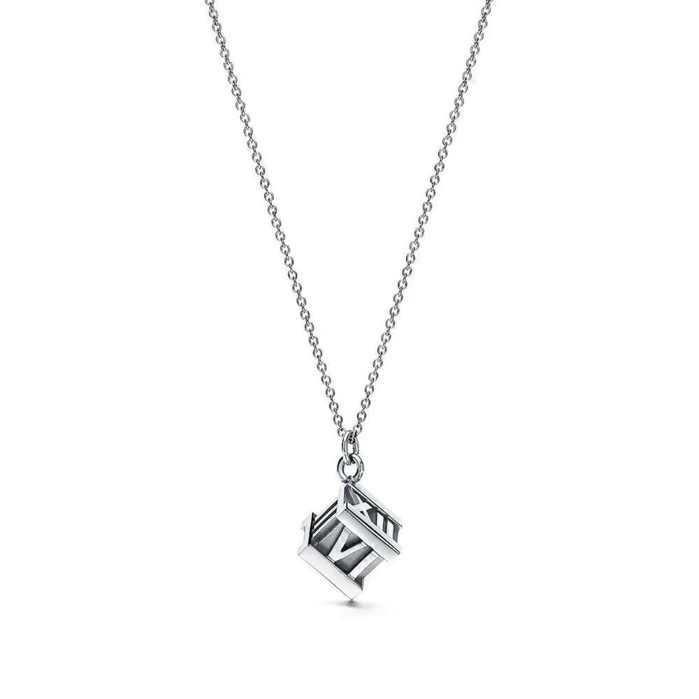 TIffany & Co. Atlas Cube Necklace - Silver